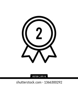 2nd Medal Icon Vector Illustration Logo Template