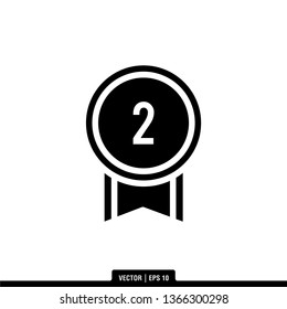 2nd Medal Icon Vector Illustration Logo Template