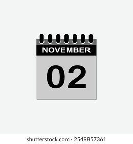 2nd November, daily calendar design with month of November 2