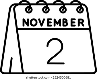 2nd of November Line vector Icon Design