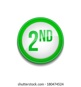 2nd Number Sign Circular Green Vector Web Button Icon