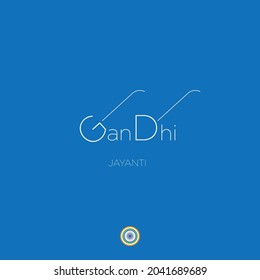 2nd october gandhi jayanti icon text logo design with blue background