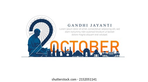 2nd October- gandhi jayanti vector  illustration.