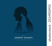 2nd October - Happy Gandhi Jayanti Post and Flyer Template. Mahatma Gandhi Jayanti Creative with Text and Silhouette Vector Illustration.