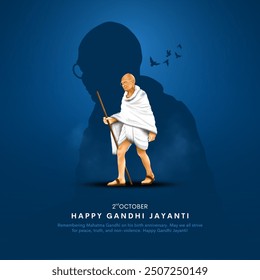 2 de octubre Happy gandhi jayanti. indian Freedom Fighter Mahatma Gandhi también conocido como Bapu. Diseño de Ilustración vectorial creativa