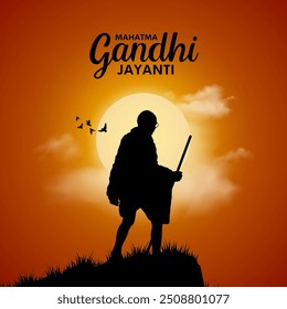 2nd October Happy Gandhi Jayanti illustration design.