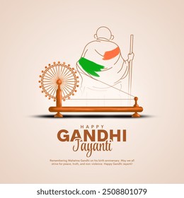 2nd October Happy Gandhi Jayanti illustration design.