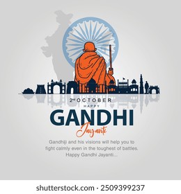 2 de outubro Happy gandhi jayanti. indian Freedom Fighter Mahatma Gandhi ele é conhecido como Bapu. projeto de ilustração vetorial abstrato 