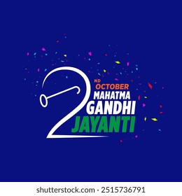 2nd October Happy Gandhi Jayanti. Indian Freedom Fighter Mahatma Gandhi he is known as Bapu, Gandhi Jayanti creative unique design idea concept vector illustration. national holiday in India