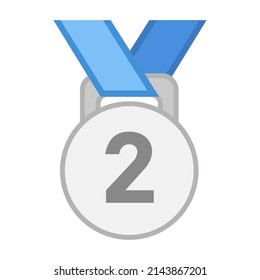 2nd Place Medal Emoji Icon Isolated Vector Illustration On White Background