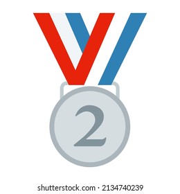 2nd Place Medal Icon Emoji Isolated Vector Illustration On White Background