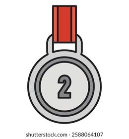 2nd place medal icon illustration