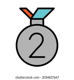 2nd Place Medal Icon On White Background