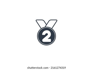 2nd Place Medal Vector Flat Emoticon. Isolated Silver Medal Illustration. 2nd Place Medal Icon