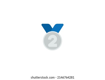 2nd Place Medal Vector Isolated Emoticon. Silver Icon