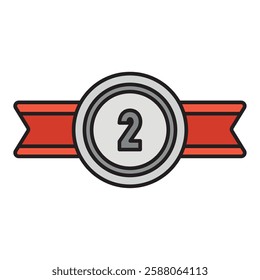 2nd place ribbon medal icon illustration