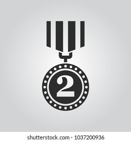2nd place. silver medal vector icon