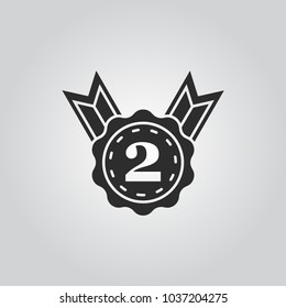 2nd place. silver medal vector icon