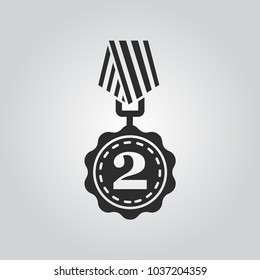 2nd place. silver medal vector icon