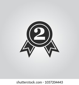 2nd place. silver medal vector icon