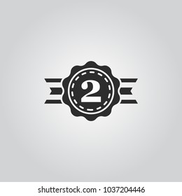 2nd place. silver medal vector icon