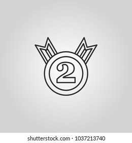 2nd place. silver medal vector icon