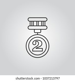 2nd place. silver medal vector icon