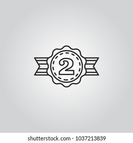 2nd place. silver medal vector icon