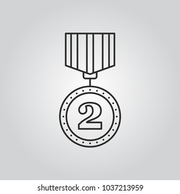 2nd place. silver medal vector icon
