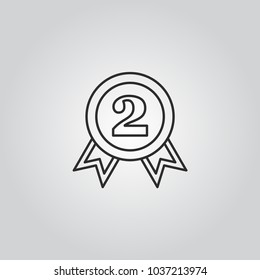 2nd place. silver medal vector icon