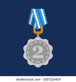 2nd place. silver medal vector icon