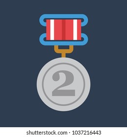 2nd place. silver medal vector icon