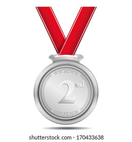 2nd Position Silver Medal Vector Icon