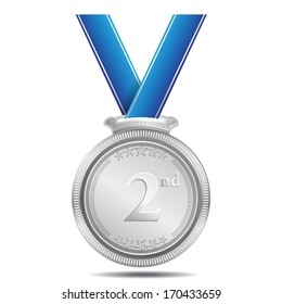 2nd Position Silver Medal Vector Icon