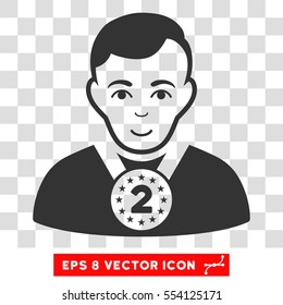 2nd Prizer Sportsman EPS vector icon. Illustration style is flat iconic gray symbol on chess transparent background.