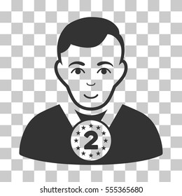 2nd Prizer Sportsman vector icon. Illustration style is flat iconic gray symbol on a chess transparent background.
