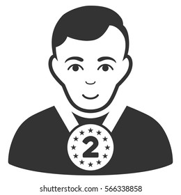 2nd Prizer Sportsman vector icon. Flat gray symbol. Pictogram is isolated on a white background. Designed for web and software interfaces.