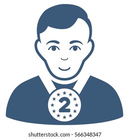 2nd Prizer Sportsman vector icon. Flat blue symbol. Pictogram is isolated on a white background. Designed for web and software interfaces.