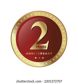 2nd Second Anniversary Celebrating icon logo label Vector event gold color shield

