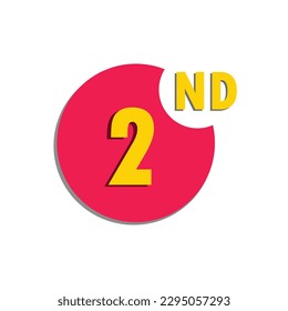 Zweite Ordentliche Nummer im Kreis, mit dem Jubiläum Typografie Brief Symbol Vektorsymbol Symbol Linie editierbarer Strich flacher Design-Stil einzeln auf Weiß