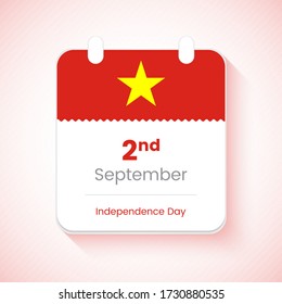 2nd September, Independence day of Vietnam. Abstract country independence day calendar concept vector illustration.