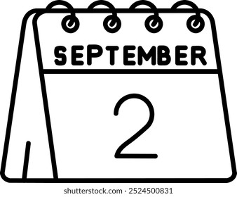 2nd of September Line vector Icon Design