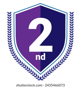 2nd, Vector illustration EPS 10 File. Number Two. Award Icon. 2nd Place.