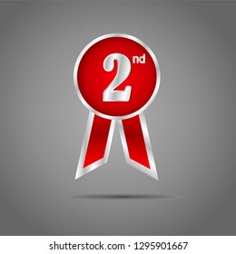 2nd win red silver medal ribbon vector 
