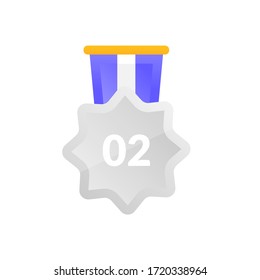 2nd winner silver medal icon. Champion winner awards of honor vector isolated template icon