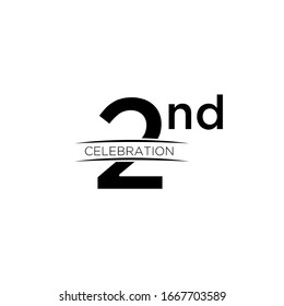 2nd year anniversary black logo number design icon