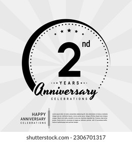 Plantilla de diseño para el segundo aniversario. ilustración de plantilla de vector