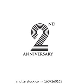 2nd year anniversary logo design vector illustration template