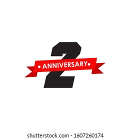 2nd year anniversary logo design vector illustration template