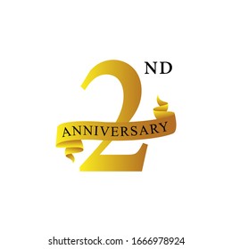 2nd year anniversary ribbon logo